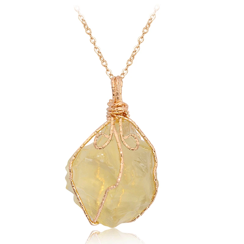 Ручная работа необычная натуральная Подвеска из камня и хрусталя ожерелье