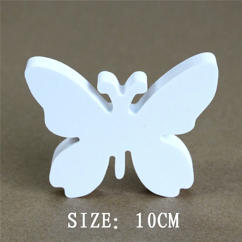 

Home decoration 3D wall Sticker 10cm Artificial wood letters White butterfly crown diamond love heart Imitation Wooden Crafts