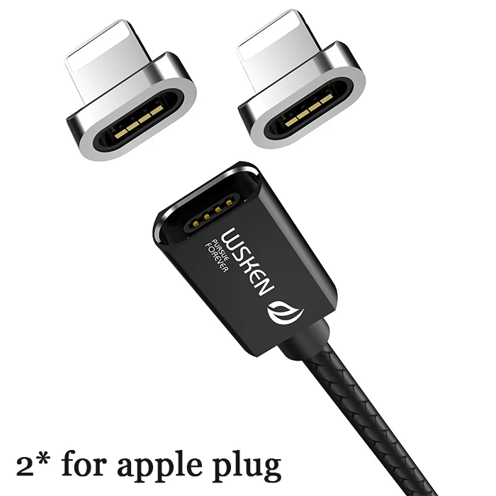 forApple with 2 plug WSKEN кабель Micro USB Магнитный зарядный кабель для iPhone Xs Max Xr type C USB C Быстрая зарядка данных для samsung S9 Note8 S8 type-C - Цвет: forApple with 2 plug
