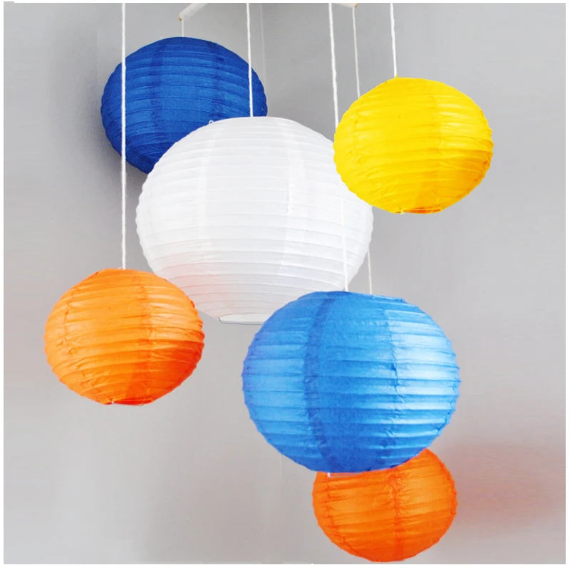 Синие китайские круглые бумажные фонарики 3 шт. 16 дюймов (40 см) свадебные