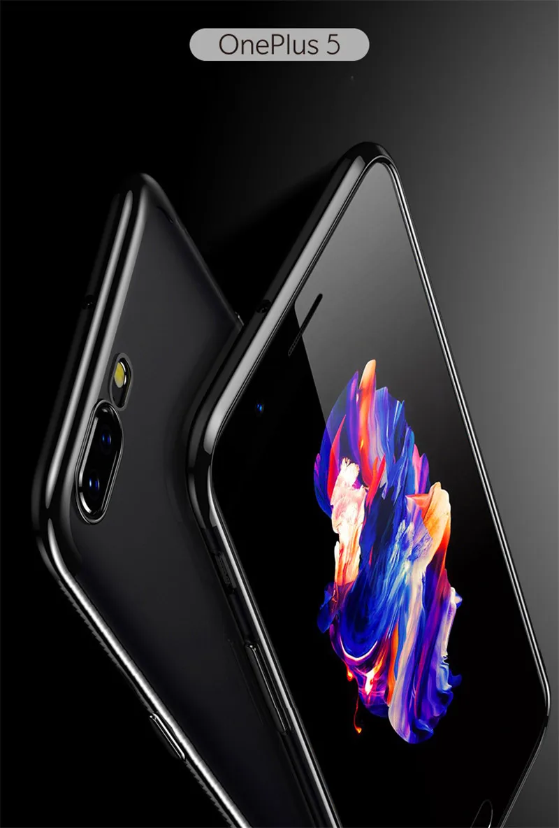Чехол для Oneplus 5 One Plus с цветным покрытием Прозрачная силиконовая Мягкая задняя