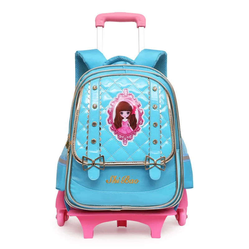 Мультяшные съемные детские школьные сумки с 6 колесами, для подъема по лестнице, тележке, школьный портфель, чемодан, рюкзак на колесах