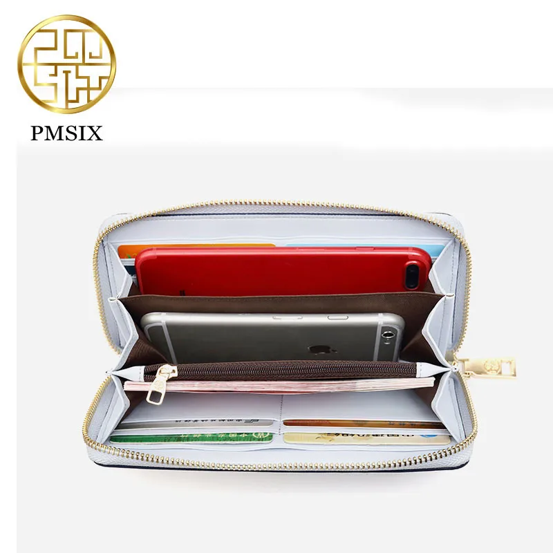 Женский кожаный кошелек PMSIX Элегантный дизайнерский длинный клатч с вышивкой