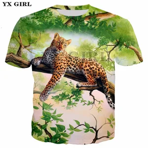 Брендовые летние футболки YX Girl с животными, Мужская футболка, футболка с леопардовым принтом Пантеры, футболка с 3d принтом для мужчин и женщин, повседневные футболки, топы с круглым вырезом