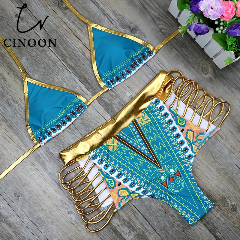 CINOON 2018 Новый Африканский принт две части банные костюмы комплект бикини