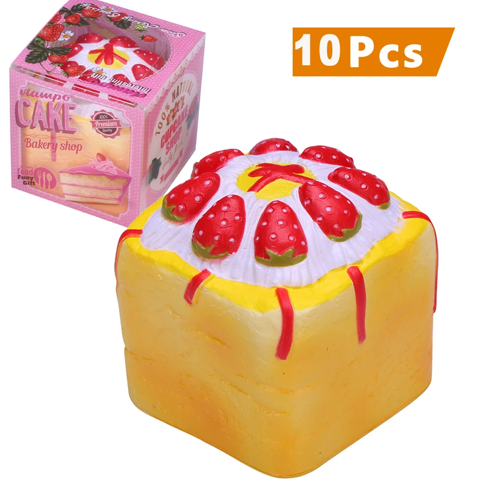 10 шт./лот оптовая продажа мягкими игрушками Vlampo желтый торт с клубникой Squeeze Toy