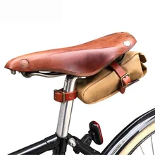 Tourbon Vintage Bike Bicycle Seat Tail Saddle Bag Case MTB Phone Pouch Waxed Canvas Water Repellent Cycling Accessories