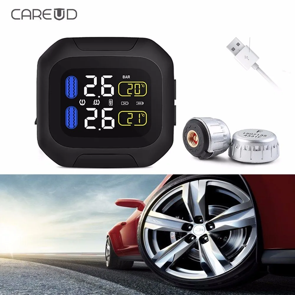 CAREUD M3 WI Real time Car Motorcycle Tire Pressure Monitoring System Temperature Abnormal Alarming LCD Display TPMS|tyre pressure monitoring