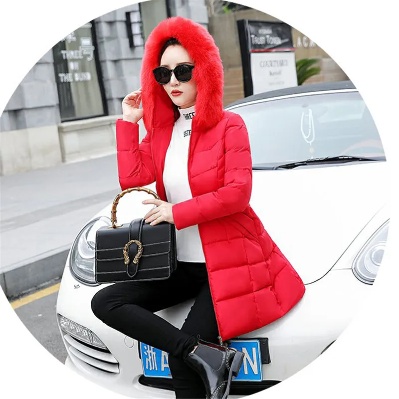 Зимняя женская верхняя одежда 2018 НОВАЯ тонкая хлопковая куртка средней длины с