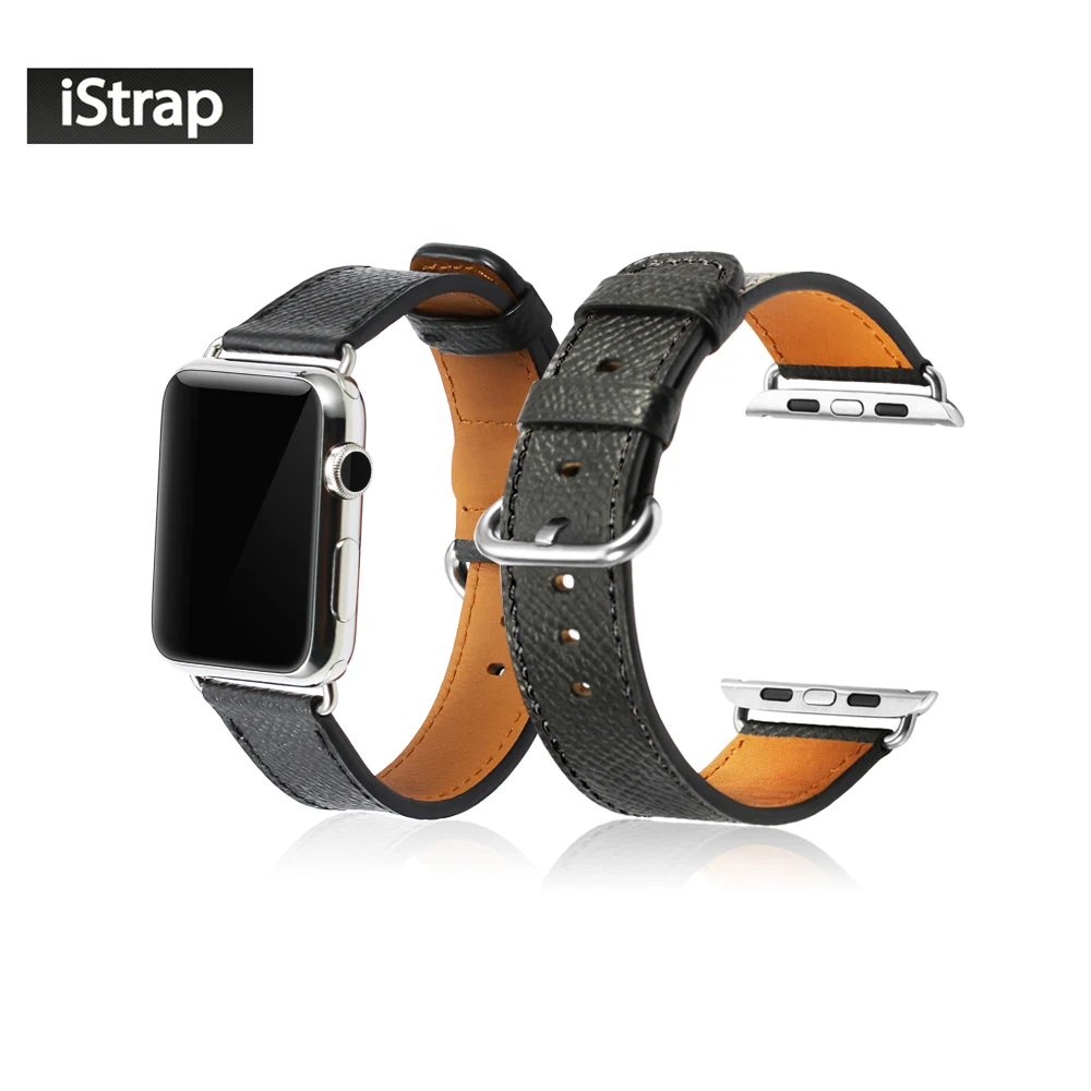 Ремешок для Apple Watch черный красный с рисунком личи натуральная кожа iwatch высокое