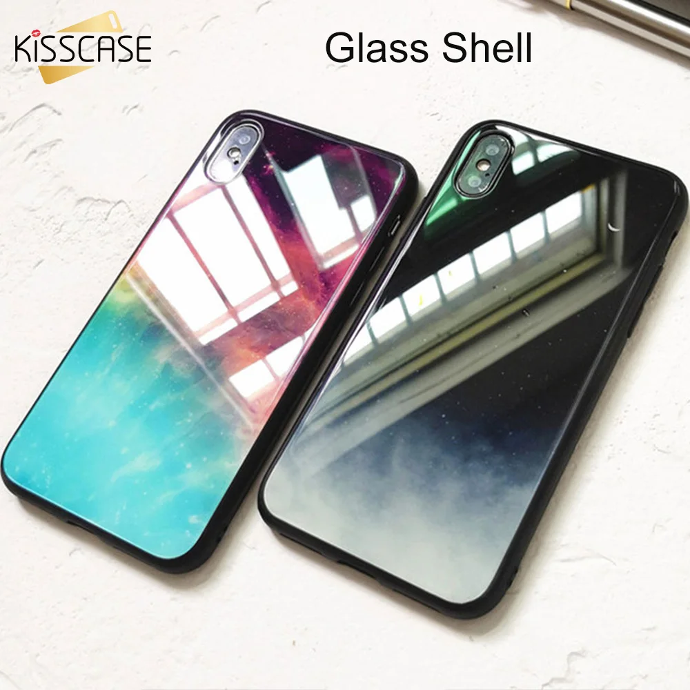 KISSCASE Starry Glass Phone Case For Samsung S9 S8 S10 Anti-Fingerprint TPU Back Cover Note 9 8 Funda Capinhas Capa |