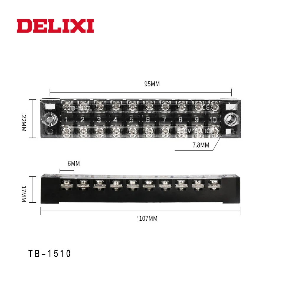 DELIXI 600V 15A 3/4/5/6/10/12 позиции Dual Row провод соединительного терминала барьер полоску блоки