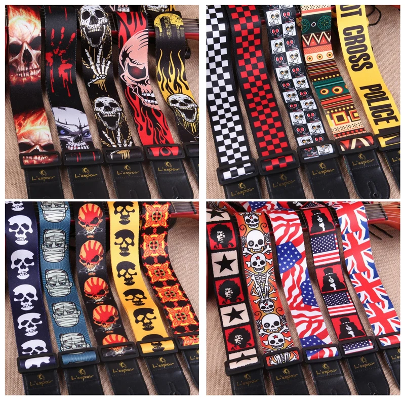 Nylon Acoustic Electric Guitar Strap Bass Belt with Leather End for Ukulele strap | Спорт и развлечения