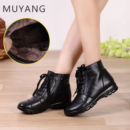 Зимняя обувь ботильоны женские натуральная кожа ботинки на плоской подошве 2017