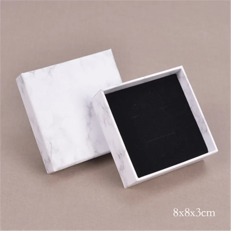 8x8x3cm 100 шт./лот высокое качество роскошные мраморный ювелирных изделий бумажная коробка Упаковка Кольца Подвески Коробки индивидуальные штамповки логотип из фольги - Цвет: 8x8x3cm