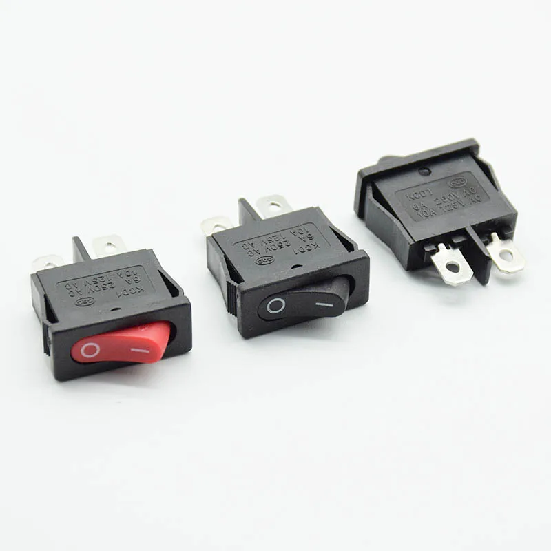 

10PCS 10*22mm Black Red Ultrathin Rocker Switch Small Instrument Power Switch 6A 250V 10A 125VAC 10x22mm