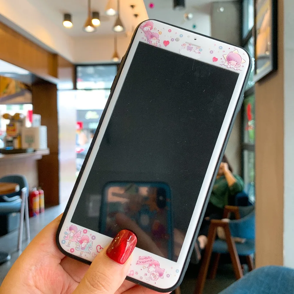Cartoon LITTLE TWIN STARS Full Screen Protective Film+Tempered Glass Phone Case For iPhone XS XR MAX X 6 6S 7 8 Plus |