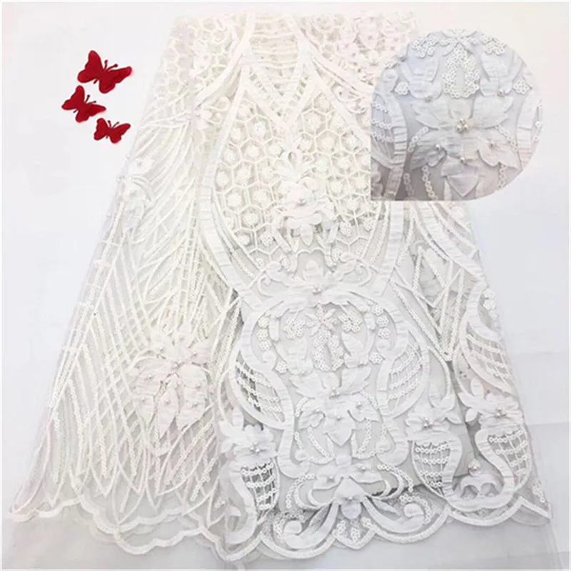 Фиолетовые белые сетчатые тюлевые кружевные африканские бусы ткани высокого