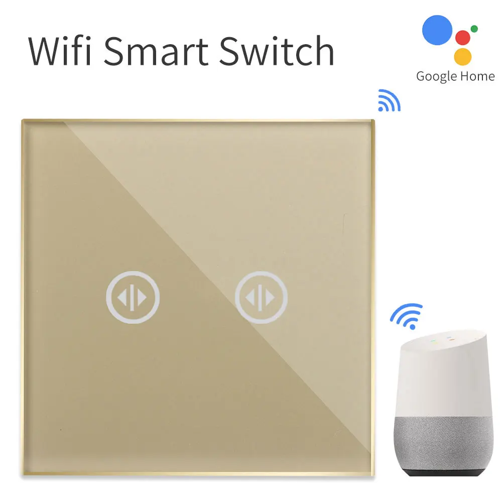 Bingoelec wifi занавес сенсорный переключатель беспроводной пульт дистанционного управления RF 433,92 МГц настенный переключатель Хрустальная Стеклянная Панель Умный дом переключатель автоматизации - Цвет: WIFI RF Gold