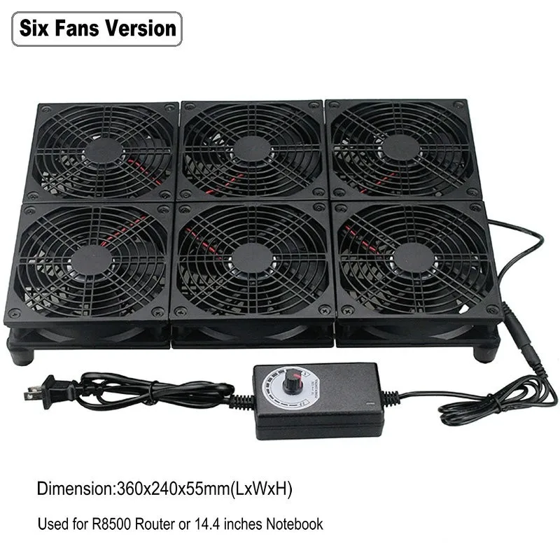 Six Fans Version Gdstime 120 мм ТВ коробка модем-маршрутизатор охлаждающий вентилятор регулируемая скорость Универсальный ноутбук радиатор основания для NETGEAR/ASUS GT/GT - Цвет лезвия: Six Fans Version