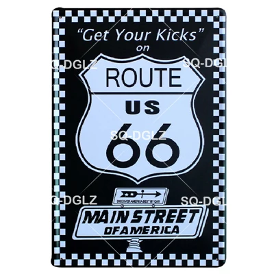 [SQ-DGLZ] мотель ROUTE 66 Оловянная вывеска Настенный декор американцы мужские уличные металлические поделки живопись Plaques 66 ROUTE США карта художественный плакат