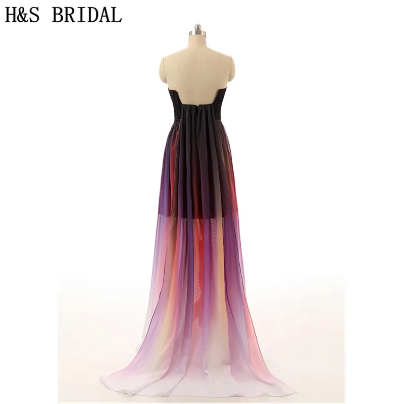 H & S свадебное Радужное Дешевое вечернее платье robe de soiree 2017 ДРАПИРОВАННОЕ