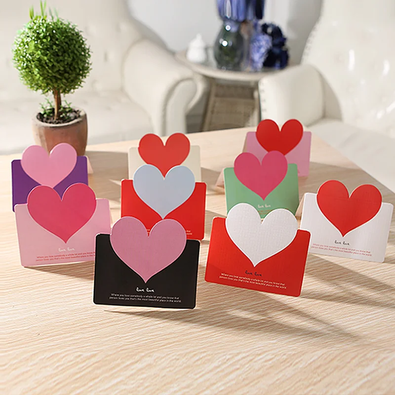 10 шт./компл. простые креативные открытки с надписью Love и Heart бумажная упаковка для