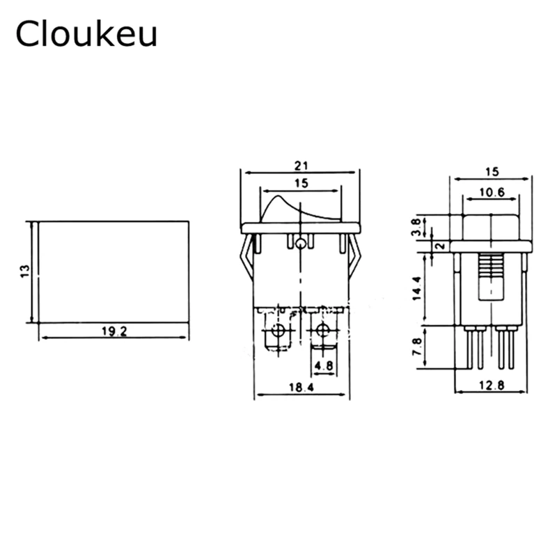 

5Pcs 15*21MM Rocker Switch Red With lamp 24V KCD1-104N 4Pin 2File Seesaw switch 6A250V 10A125V Power switch