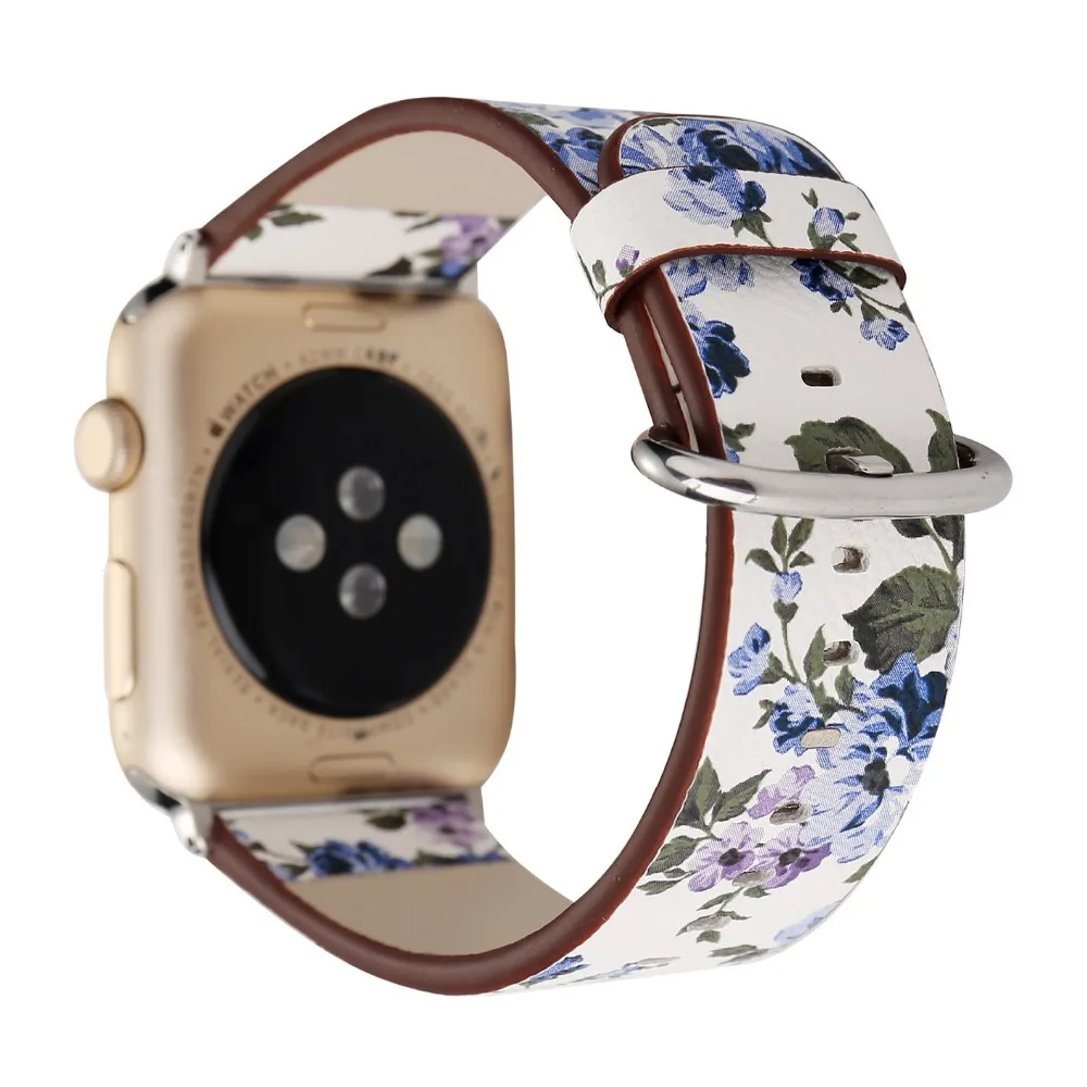Кожаная петля Konaforen с цветочным принтом для iWatch ремешок 3/2/1 Apple Watch 42 мм 38 браслет