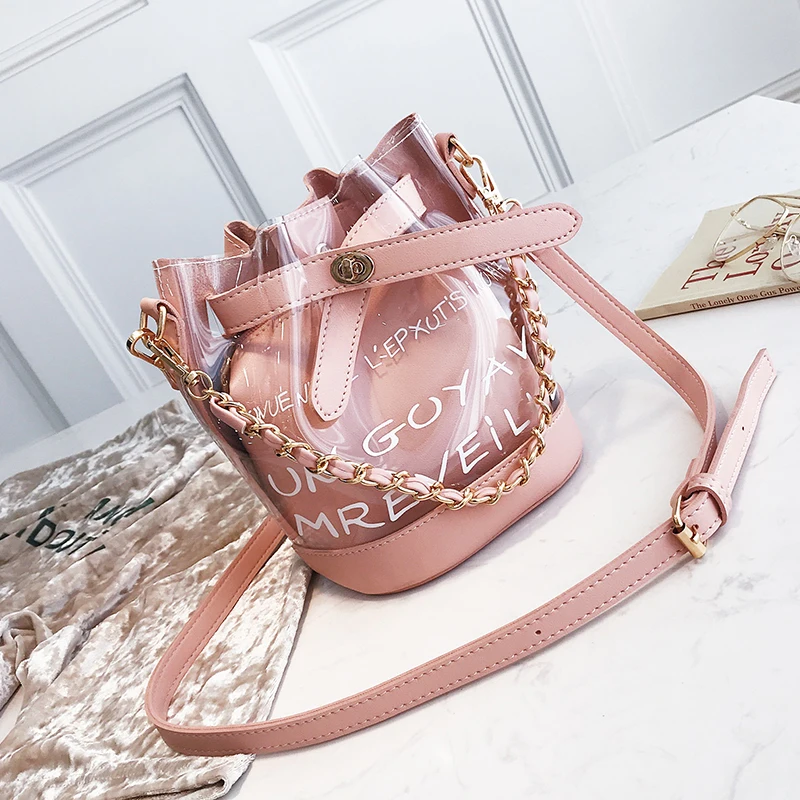 Прозрачная сумка мешок FuAhaLu Корейская версия сумки ковша через плечо|Сумки с