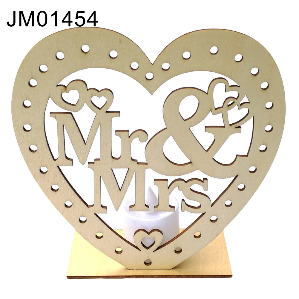 JM01454 40# креативный деревянный подсвечник в форме сердца Mrs подсвечник DIY свадебные принадлежности, домашний декор - Цвет: JM01454