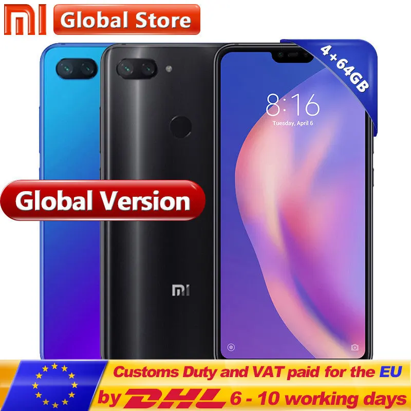 Глобальная версия Xiaomi Mi 8 Lite 4 Гб 64 телефон 6 26 &quotSnapdragon 660 Восьмиядерный 24MP