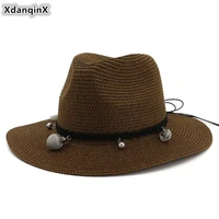 xdanqinx womens straw hat oversized sun visor beach hat breathable sun hats for women sombrero new foldable adult lady jazz cap