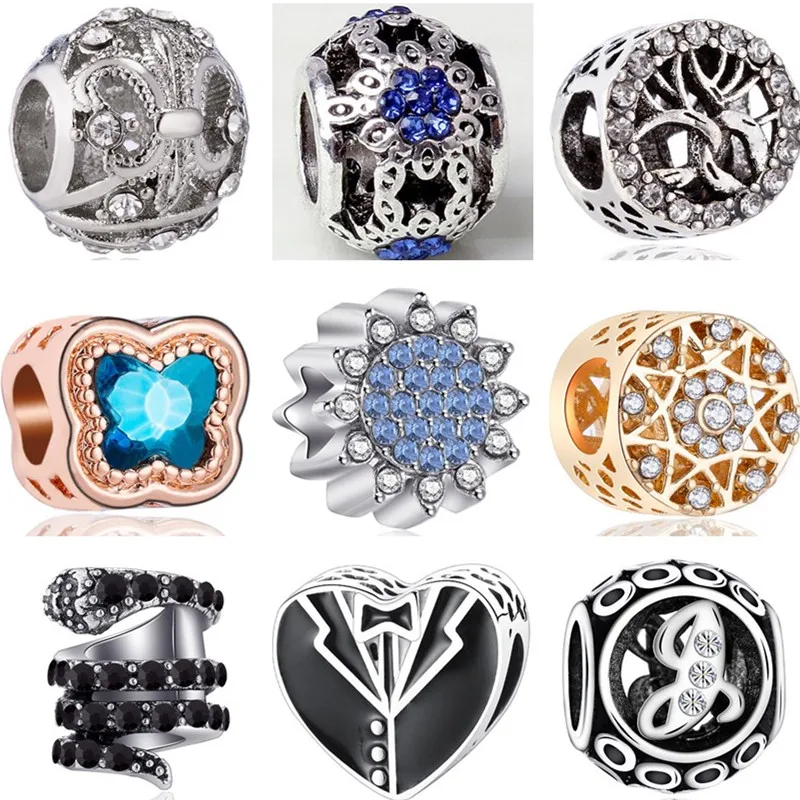 Новые модные маленькие бусины со стразами в виде медведя звёзд змеи сглаза