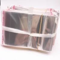 100pcs 9x14cm clear self adhesive seal plastic bags transparent resealable opp packing poly bags pick beads hanging holes