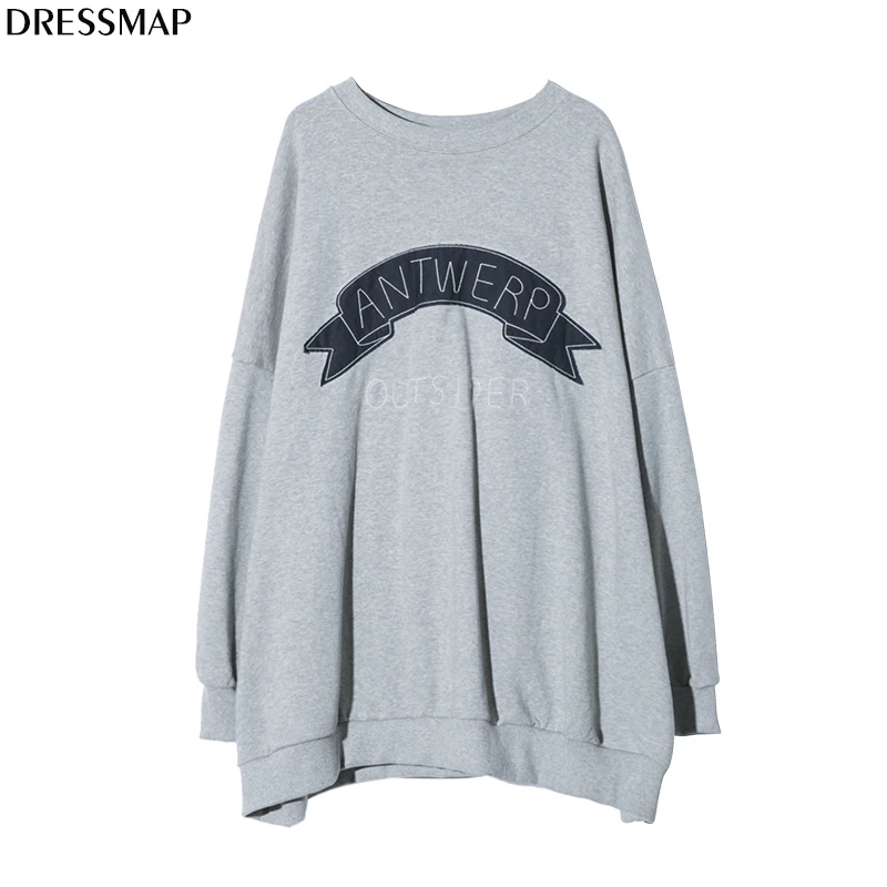 Dressmap 2017 Для женщин oversize-свитшот череп Вышивка уличной моды Толстовки Прохладный