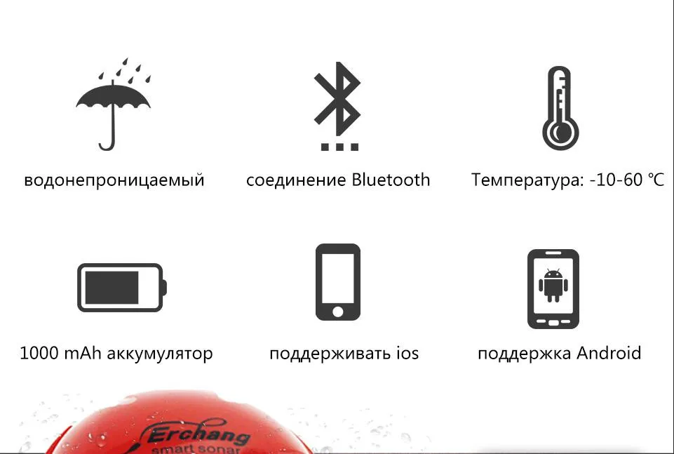 Erchang F3W Рыбалка эхолот в русский для Android 36 м/118ft глубина портативный беспроводной Sonar рыболокаторы Android