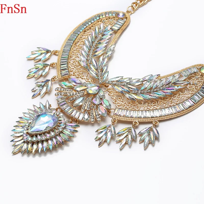 Женское Ожерелье из цинкового сплава FnSn чокер с кристаллами ювелирное изделие в