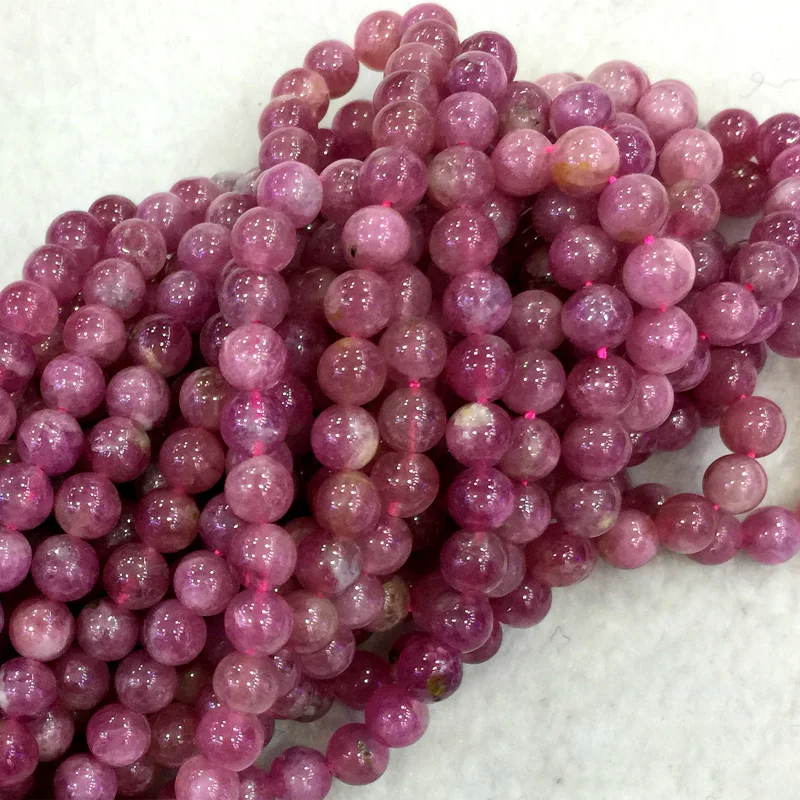 Veemake Pink Tourmaline Rubellite Natural Charms Gemstones DIY Necklace Bracelets Loose Round Beads For Jewelry Making 04069
