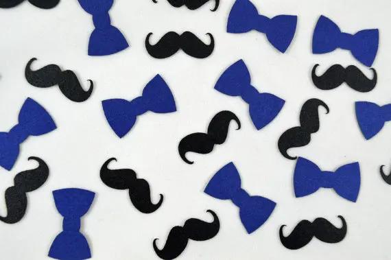 

glitter Mustache and Bow Tie 1st birthday Little Man Baby Shower Confettis Table Scatter decorations cards