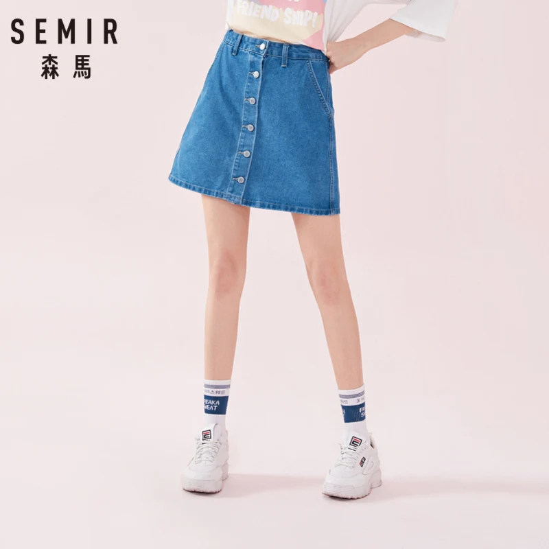 SEMIR Для женщин джинсовая юбка Мягкий хлопок с боковым карманом спереди застежка