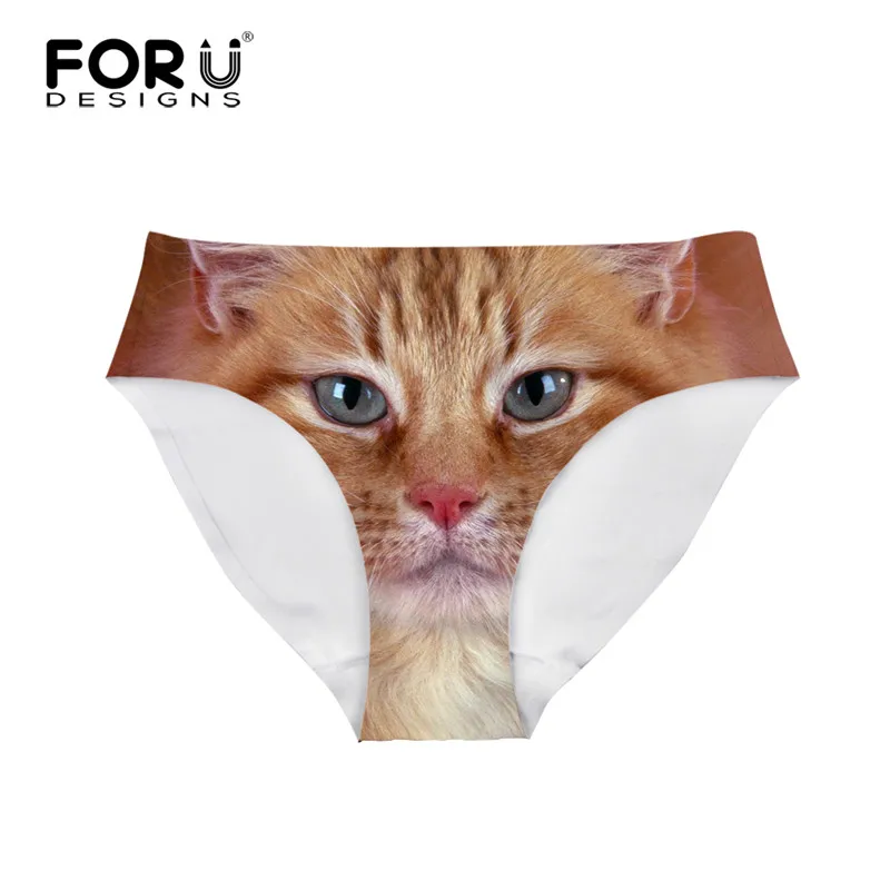 Женские ультратонкие бесшовные трусики forujeans удобные дышащие с 3D принтом кошки