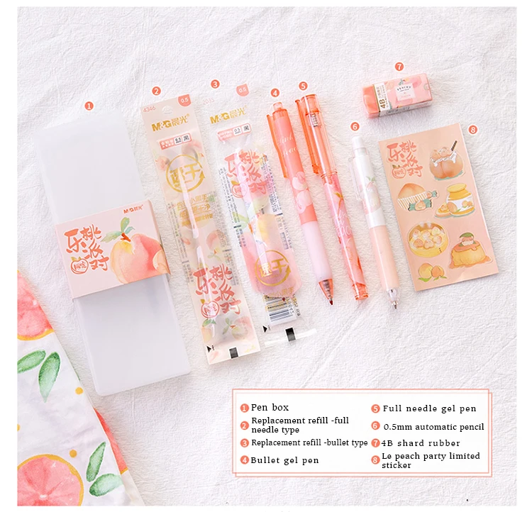 8-piece set DUGUO, милые канцелярские принадлежности, креативная музыкальная гелевая ручка, ручка для печати, ручка для подписи, милая девочка, сырая маленькая ручка для пресной воды, кавайные принадлежности - Цвет: 8-piece set