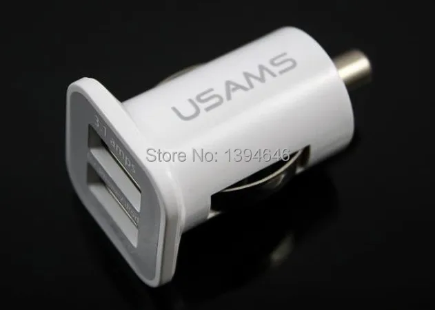 2 Port Mini Universal Dual USB Car Charger Adapter Bullet 5V 2.1A + 1A USAMS 3.1A 3100mha Slot Black White in stock |