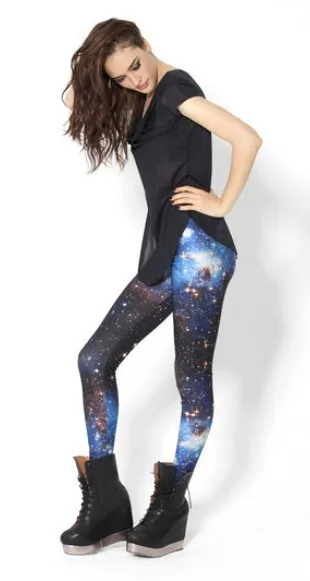 HOT! SP-032 Women Galaxy Pants Space Leggings Black Milk Punk Plus Size FREE SHIPPING Drop Shipping | Женская одежда