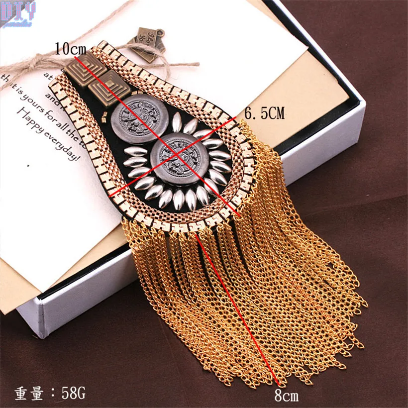 Модная цепочка с кисточками наплечная доска значки бисер ткань металл Epaulet