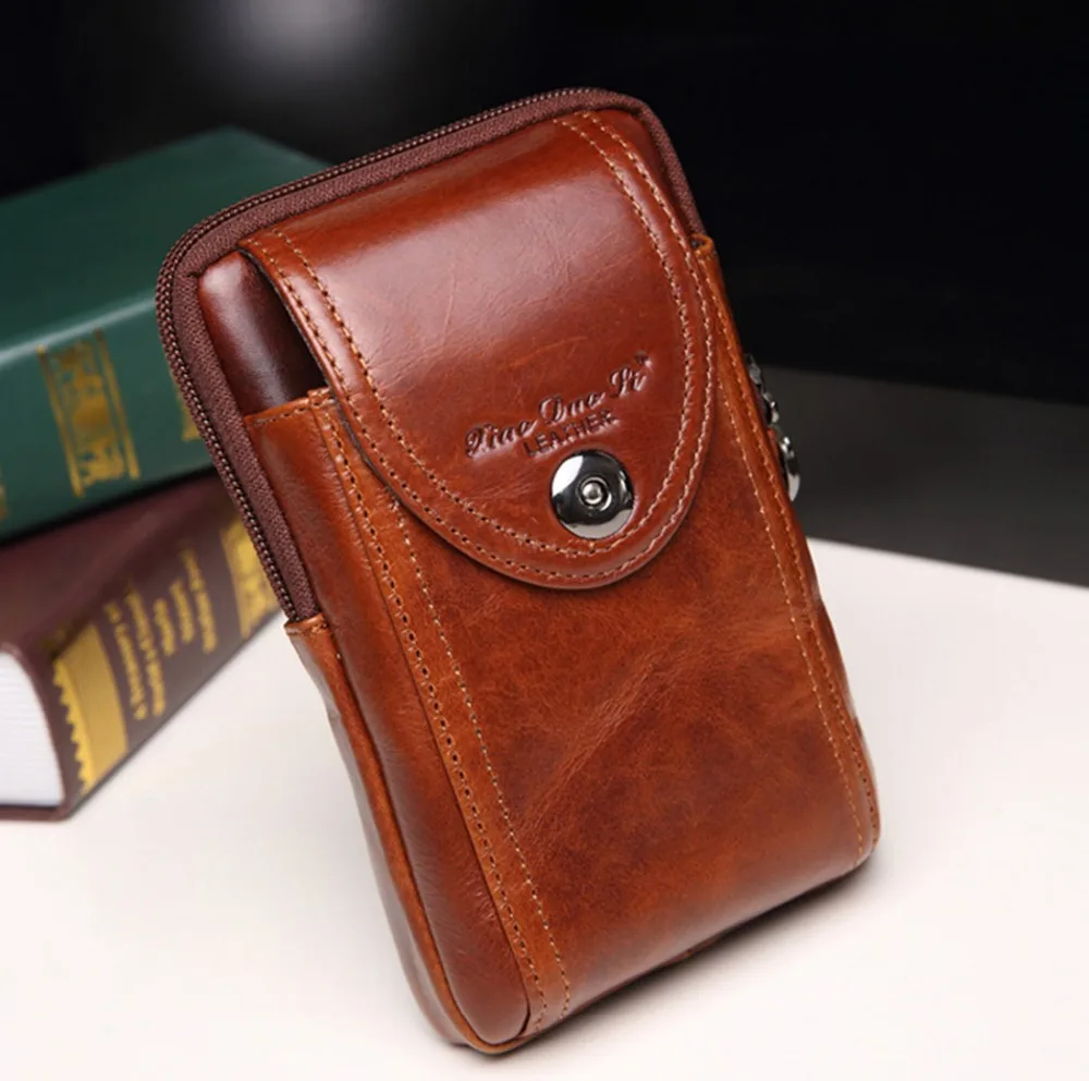 Поясная Сумка из натуральной кожи для мужчин винтажный поясной ремень