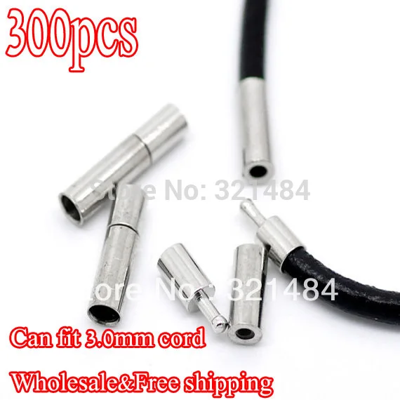 

Горячая распродажа украшений DIY 300X тупой Серебряный Металл с гальваническим покрытием для 3 мм кожаного шнура ожерелье концы крышки пряжки штыковые застежки