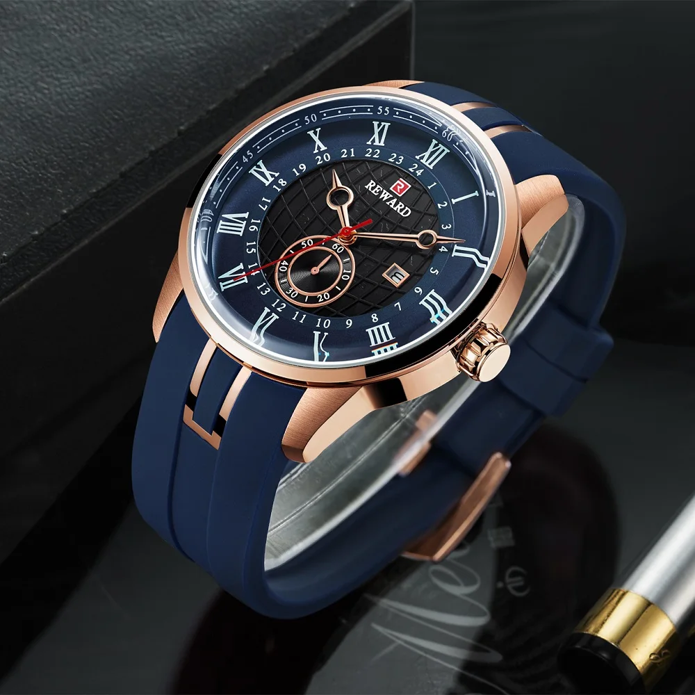 REWARD Chronograph для мужчин s часы Relogio Masculino модные повседневное Бизнес Кварцевые