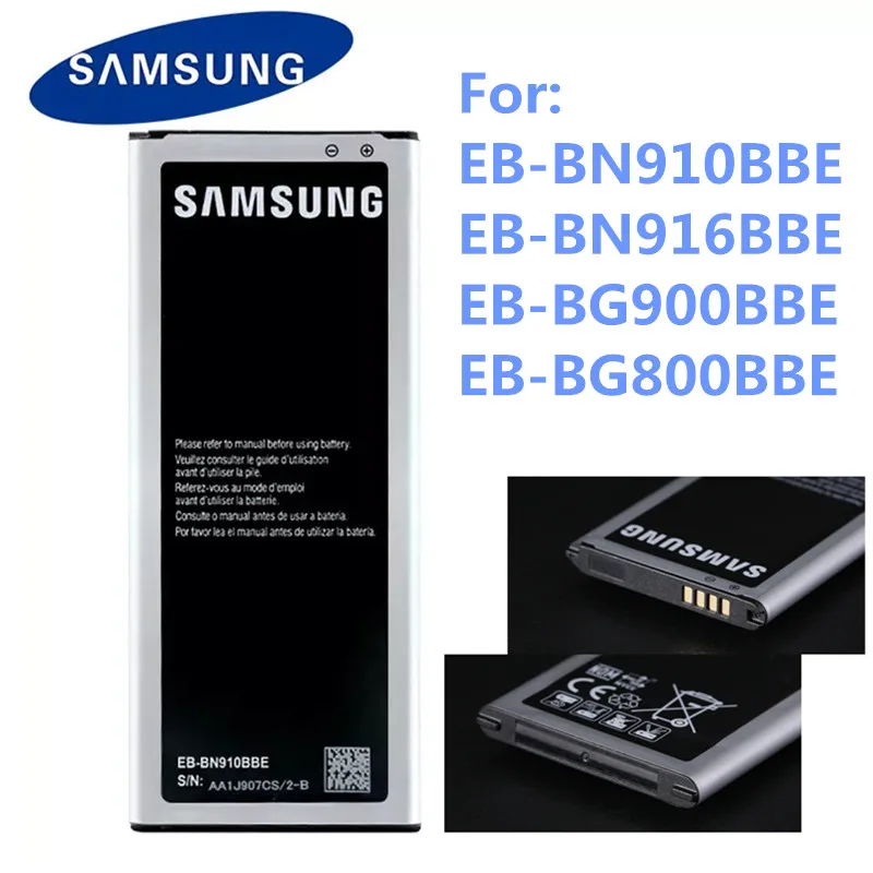 Оригинальный аккумулятор Samsung для Galaxy note 4 NFC S5 BG900 EB BN910BBE/ BN916BBE/EB BG900BBE/EB BG800BBE mini